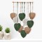 Boho Macrame Leaf Wall Hanging – Handmade Woven Feather & Yarn Tassel Tapestry, Wall Art Decor for Living Room, Bedroom, Office, Nursery, Apartment, 16 x 26 in (Brown & Green)